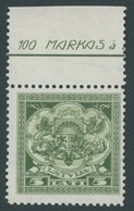 LETTLAND 112 **, 1926, 5 L. Grün, Oberrandstück, Mit Teilen Des Fabrik-Wz.!, Postfrisch, Pracht - Letonia