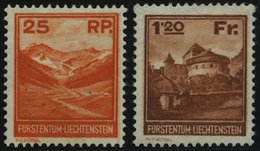 LIECHTENSTEIN 119,121 *, 1933, 25 Rp. Und 1.20 Fr. Landschaften Und Gebäude, Falzrest, Pracht - Andere & Zonder Classificatie