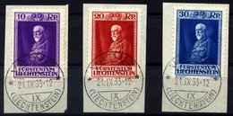 LIECHTENSTEIN 122-24 BrfStk, 1933, 80. Geburtstag, Prachtsatz Auf Briefstücken, Mi. 150.- - Sonstige & Ohne Zuordnung