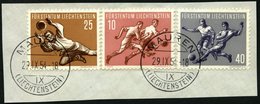 LIECHTENSTEIN 324/5 BrfStk, 1954, 25 Und 40 Rp. 1. Sportserie, Prachtbriefstück, Mi. 61.- - Otros & Sin Clasificación