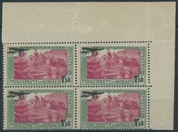 MONACO 137 VB **, 1933, 1.50 Fr. Auf 50 Gr. Blaugrün/rosa Im Viererblock, Postfrisch, Pracht, Mi. (220.-) - Otros & Sin Clasificación