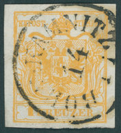 ÖSTERREICH BIS 1867 1Xb O, 1850, 1 Kr. Orange, Handpapier, Type III, K1 BÖHM.KAMNITZ, Kabinett, Gepr. Dr. Ferchenbauer U - Altri & Non Classificati