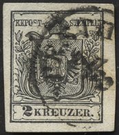 ÖSTERREICH 2Ya O, 1854, 2 Kr. Schwarz, Maschinenpapier, Breitrandig, Pracht, Mi. 80.- - Other & Unclassified