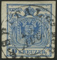 ÖSTERREICH 5Y O, 1854, 9 Kr. Blau, Maschinenpapier, Zentrischer K2 SPITAL AM PYHRN, Pracht - Autres & Non Classés