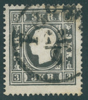 ÖSTERREICH BIS 1867 11Ib O, 1858, 3 Kr. Schwarz, Type Ib, K1 PESTH, Pracht, Fotobefund Dr. Ferchenbauer, Mi. 300.- - Sonstige & Ohne Zuordnung