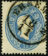 ÖSTERREICH 22 O, 1860, 15 Kr. Blau Mit Ungarischem K1 ERSEMJEN, Pracht - Otros & Sin Clasificación