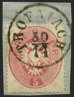 ÖSTERREICH 26 BrfStk, 1863, 5 Kr. Rosa, K1 TROFAIACH, Prachtbriefstück - Other & Unclassified
