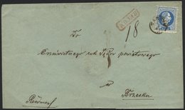 ÖSTERREICH 38I BRIEF, 1867, 10 Kr. Blau, Grober Druck, 2x (vorder- Und Rückseitig) Auf Brief Von TARNOW (Fingerhutstempe - Oblitérés