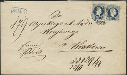 ÖSTERREICH 38II Paar BRIEF, 1882, 10 Kr. Blau, Feiner Druck, Im Waagerechten Paar Auf Reco-Brief Nach Krakau, Feinst - Used Stamps