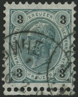 ÖSTERREICH 52 O, 1890, 3 Kr. Dunkelgrünblau/schwarz, Unten Mit Kleinem Anhängenden Bogenrand, Pracht - Oblitérés