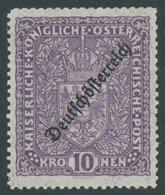 ÖSTERREICH 1918-1938 246IA **, 1919, 10 Kr. Schwärzlichbraunviolett, Type I, Stumpfe Zahnreihe Sonst Postfrisch Pracht,  - Other & Unclassified