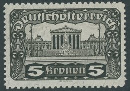 ÖSTERREICH 1918-1938 288C **, 1920, 5 Kr. Braunschwarz, Gezähnt L 111/2:121/2, Postfrisch, Pracht, Mi. 200.- - Sonstige & Ohne Zuordnung