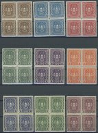 ÖSTERREICH 1918-1938 398-408A VB **, 1922, Frauenkopf, Gezähnt L 121/2, In Postfrischen Viererblocks (11 Werte), Pracht, - Sonstige & Ohne Zuordnung