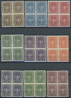 ÖSTERREICH 1918-1938 398-408A VB **, 1922, Frauenkopf, Gezähnt L 121/2, In Postfrischen Viererblocks (11 Werte), 25 Kr.  - Other & Unclassified