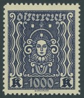 ÖSTERREICH 1918-1938 404B **, 1922, 1000 Kr. Schwarzblauviolett, Gezähnt L 111/2, Postfrisch, Pracht, Mi. 600.- - Autres & Non Classés