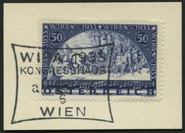 ÖSTERREICH 555A BrfStk, 1933, 50 G. WIPA, Gewöhnliches Papier, Mit Sonderstempel, Prachtbriefstück, Mi. 260.- - Otros & Sin Clasificación