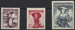 ÖSTERREICH 909,911,926 **, 1949/50, 90 G., 1 Und 10 S. Trachten, 3 Prachtwerte, Mi. 235.- - Sonstige & Ohne Zuordnung