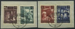 ÖSTERREICH 960-63 BrfStk, 1951, Wiederaufbau Auf 2 Briefstücken, Prachtsatz, Mi. 80.- - Oblitérés