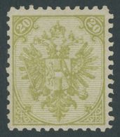 BOSNIEN UND HERZEGOWINA 8I **, 1893, 20 Kr. Gelbgrün Steindruck, Gezähnt L 101/2, Postfrisch, Pracht, Signiert Wallner,  - Bosnië En Herzegovina