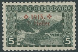 BOSNIEN UND HERZEGOWINA 91B **, 1915, 7 H. Auf 5 H. Dunkelgrün, Gezähnt L 91/4, Postfrisch, Pracht, Mi. 680.- - Bosnia And Herzegovina