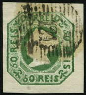 PORTUGAL 3a O, 1853, 5 R. Grün, Nummernstempel 121, Allseits Breitrandig, Farbfrisch, Kabinett, Gepr. Roumet, Mi. (1300. - Other & Unclassified