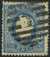 PORTUGAL 43xB O, 1876, 150 R. Mattblau, Gezähnt 121/2, üblich Gezähnt Pracht, Signiert Gebrüder Senf, Mi. 160.- - Autres & Non Classés