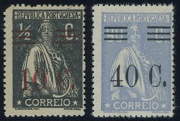 PORTUGAL 475A,496A **, 1928, 10 C. Auf 1/2 C. Schwarz Und 40 C. Auf 90 C. Ultramarin, Gezähnt 15:14, 2 Prachtwerte, Sign - Autres & Non Classés