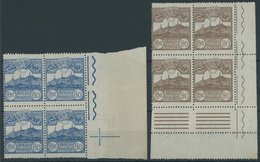 SAN MARINO 77/8 VB **, 1923, 80 C. Blau Und 90 C. Braun In Eckrandviererblocks, Postfrisch, Pracht - Otros & Sin Clasificación