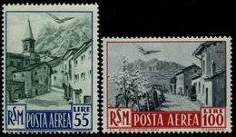 SAN MARINO 447/8 **, 1950, 55 Und 100 L. Flugpost, 2 Prachtwerte, Mi. 76.- - Sonstige & Ohne Zuordnung