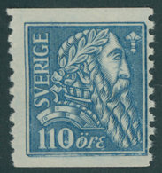 SCHWEDEN 142Z *, 1921, 110 Ö. Hellblau, Wz. Buchstaben, Falzrest, Pracht - Andere & Zonder Classificatie