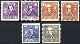 SCHWEDEN 272-75A/B **, 1939, 200 Jahre Akademie Der Wissenschaften, Zweiseitig Und Vierseitig Gezähnt, Prachtsatz (6 Wer - Andere & Zonder Classificatie