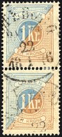 PORTOMARKEN P 10A Paar O, 1874, 1 Kr. Braun/blau Im Senkrechten Paar, Gezähnt 14, Pracht - Used Stamps