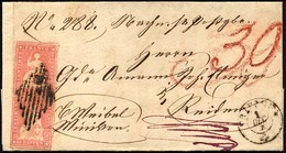 SCHWEIZ BUNDESPOST 15IIAym Paar BRIEF, 1855, 15 Rp. Rosa, Berner Druck I, (Zst. 24Ba), Im Senkrechten Paar (voll-breitra - 1843-1852 Federal & Cantonal Stamps
