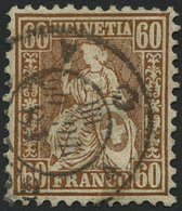 SCHWEIZ BUNDESPOST 27 O, 1863, 60 C. Rötlichbronze, Pracht, Mi. 160.- - 1843-1852 Federal & Cantonal Stamps