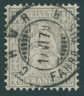 SCHWEIZ BUNDESPOST 34 O, 1867, 40 C. Grau, Zentrisch Gestempelt, Kabinett, Mi. (140.-) - 1843-1852 Timbres Cantonaux Et  Fédéraux