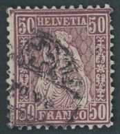 SCHWEIZ BUNDESPOST 43 O, 1881, 50 C. Lila, Faserpapier, Feinst, Fotobefund Hermann, Mi. 450.- - 1843-1852 Federale & Kantonnale Postzegels