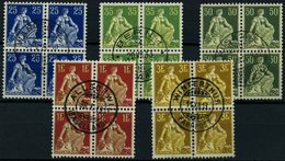 SCHWEIZ BUNDESPOST VB O , 1908, Sitzende Helvetia (Mi.Nr. 103,105,107,109/10x), Glatter Gummi, In Zentrisch Gestempelten - 1843-1852 Federal & Cantonal Stamps