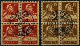 SCHWEIZ BUNDESPOST 118II,119 VB O, 1914, 10 C. Rot Auf Mattorange, Type II, Und 12 C. Braun, In Zentrisch Gestempelten V - 1843-1852 Federal & Cantonal Stamps