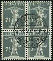 SCHWEIZ BUNDESPOST 138xIII VB O, 1915, 13 C. Dunkelgrauoliv Auf Mattgelblichorange, Type III, Im Zentrisch Gestempelten  - 1843-1852 Federal & Cantonal Stamps