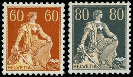 SCHWEIZ BUNDESPOST 140/1z **, 1933, 60 C. Schwärzlichrötlichorange/mattgelborange Und 80 C. Grau/mattrötlichorange, Geri - 1843-1852 Federal & Cantonal Stamps