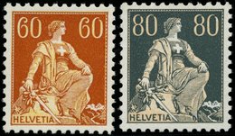 SCHWEIZ BUNDESPOST 140/1z **, 1933, 60 C. Schwärzlichrötlichorange/mattgelborange Und 80 C. Grau/mattrötlichorange, Geri - 1843-1852 Timbres Cantonaux Et  Fédéraux