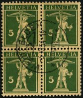 SCHWEIZ BUNDESPOST 201z VB O, 1933, 5 C. Schwärzlichgrünoliv Auf Mattgelblichorange, Geriffelter Gummi, Im Zentrisch Ges - 1843-1852 Timbres Cantonaux Et  Fédéraux