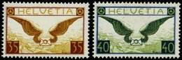 SCHWEIZ BUNDESPOST 233/4z *,** , 1933, Geflügelter Brief, Gestrichenes Papier, 40 C. Winziger Falzrest, Pracht - 1843-1852 Federal & Cantonal Stamps