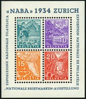 SCHWEIZ BUNDESPOST Bl. 1 **, 1934, Block NABA, Pracht, Mi. 800.- - 1843-1852 Timbres Cantonaux Et  Fédéraux