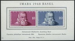 SCHWEIZ BUNDESPOST Bl. 13 **, 1948, Block IMABA, Pracht, Mi. 90.- - 1843-1852 Federal & Cantonal Stamps