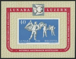 SCHWEIZ BUNDESPOST Bl. 14 **, 1951, Block LUNABA, Feinst, Mi. 260.- - 1843-1852 Federal & Cantonal Stamps