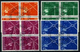 SCHWEIZ BUNDESPOST 566-69 VB O, 1952, 100 Jahre Elektrisches Nachrichtenwesen In Viererblocks Mit Zentrischen Ersttagsst - 1843-1852 Federal & Cantonal Stamps