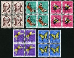 SCHWEIZ BUNDESPOST 602-06 VB O, 1954, Pro Juventute In Viererblocks Mit Zentrischen Ersttagsstempeln, Prachtsatz - 1843-1852 Federal & Cantonal Stamps