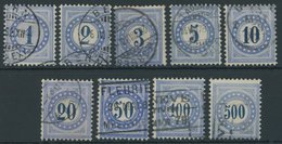 PORTOMARKEN P 1-9 O, 1878, 1 - 250 C. Blau/dunkelblau, Prachtsatz, Mi. 90.- - Impuesto