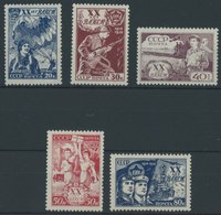 SOWJETUNION 652-56 **, 1938, Jugendverband Komsomol, Postfrischer Prachtsatz, Mi. 180.- - Gebruikt